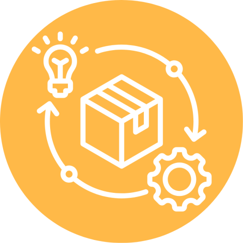 Yellow circle with icon graphic